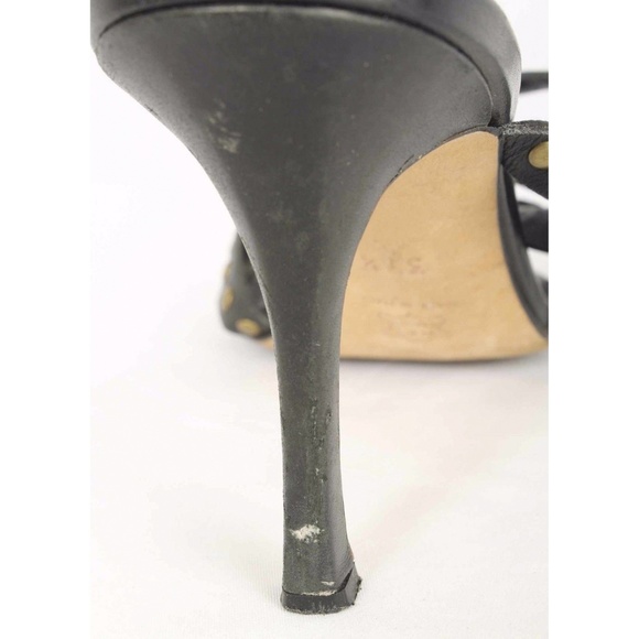 Manolo Blahnik Black Studded Leather Sandals - Picture 5 of 8